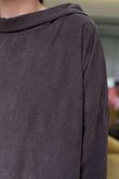 Made in Italy Cooper Needlecord Boat Cowl Neck Top Chocolate